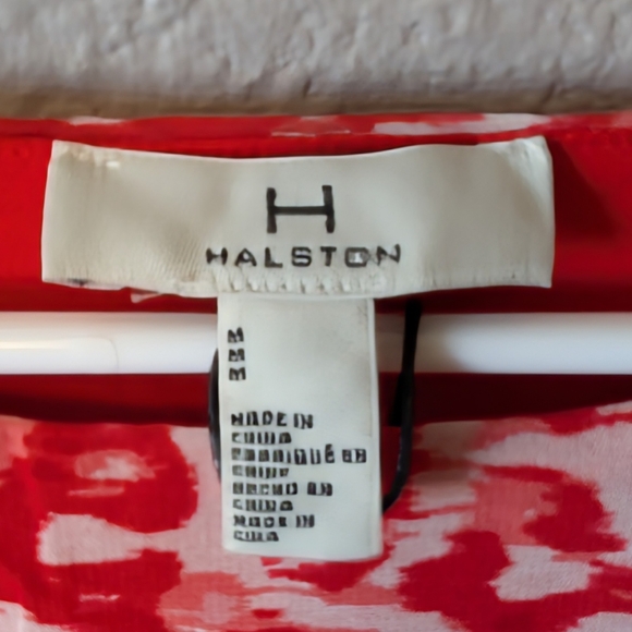 NWT H by Halston Coral Red Brush Stroke Dress Cap Sleeves Knee Length Sz. M - Picture 9 of 12